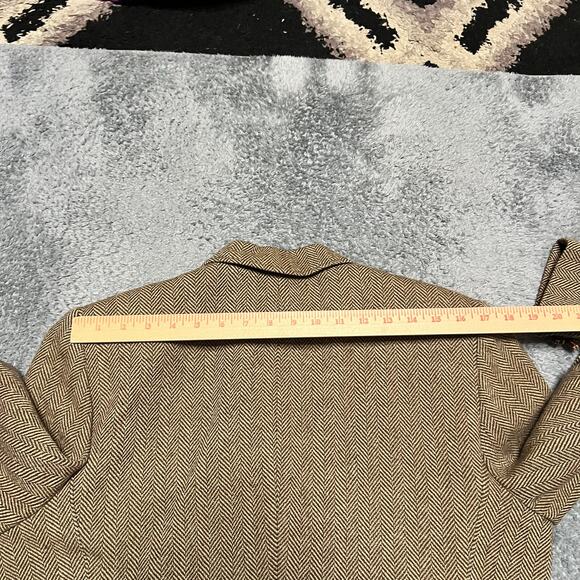 Ralph Lauren Blazer Womens 14 Brown Herringbone Wool Equestrian Elbow Patch - Picture 8 of 11